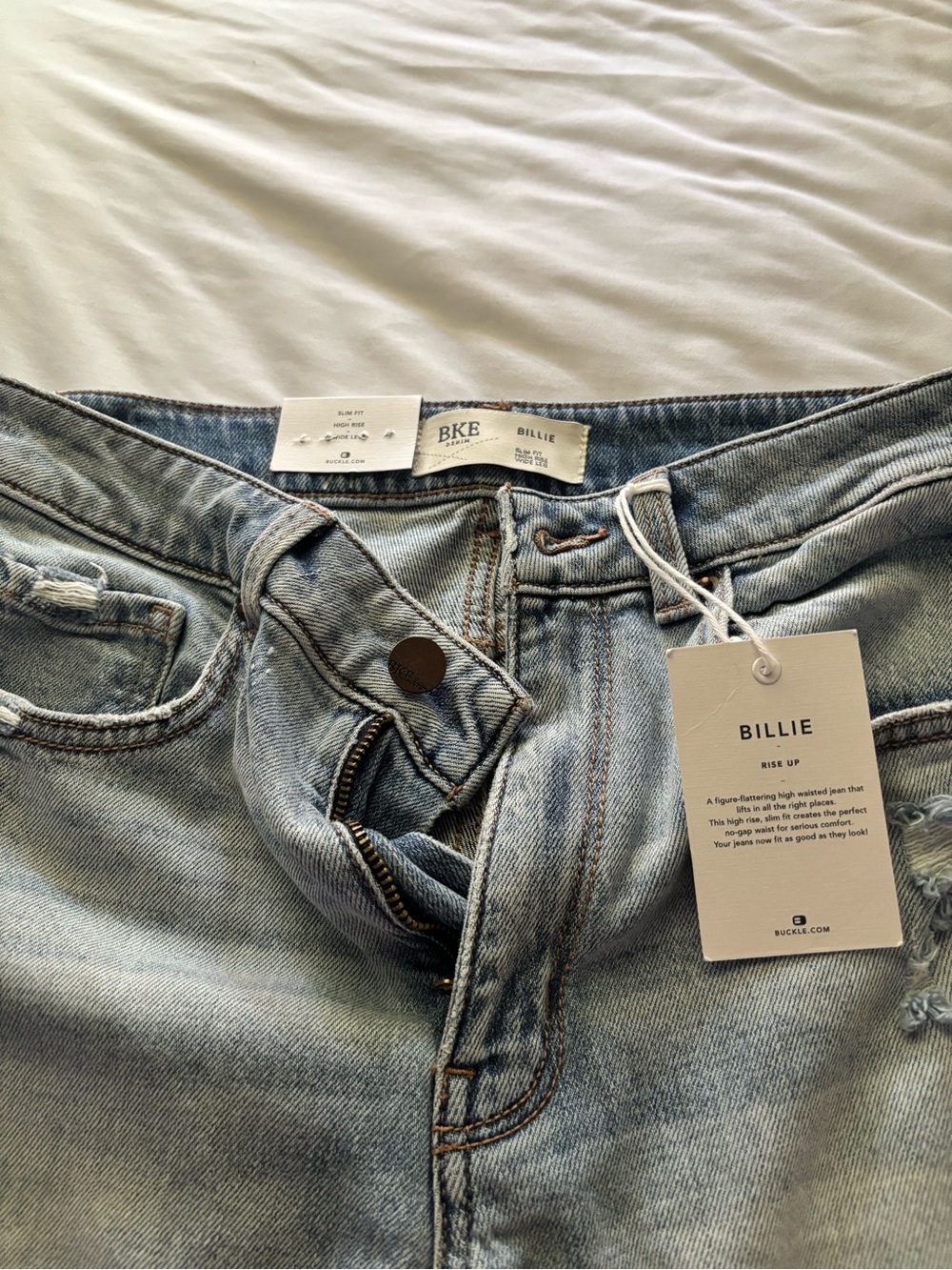 BKE Wide-Leg Distressed Jeans - Light Blue - Picture 5 of 6